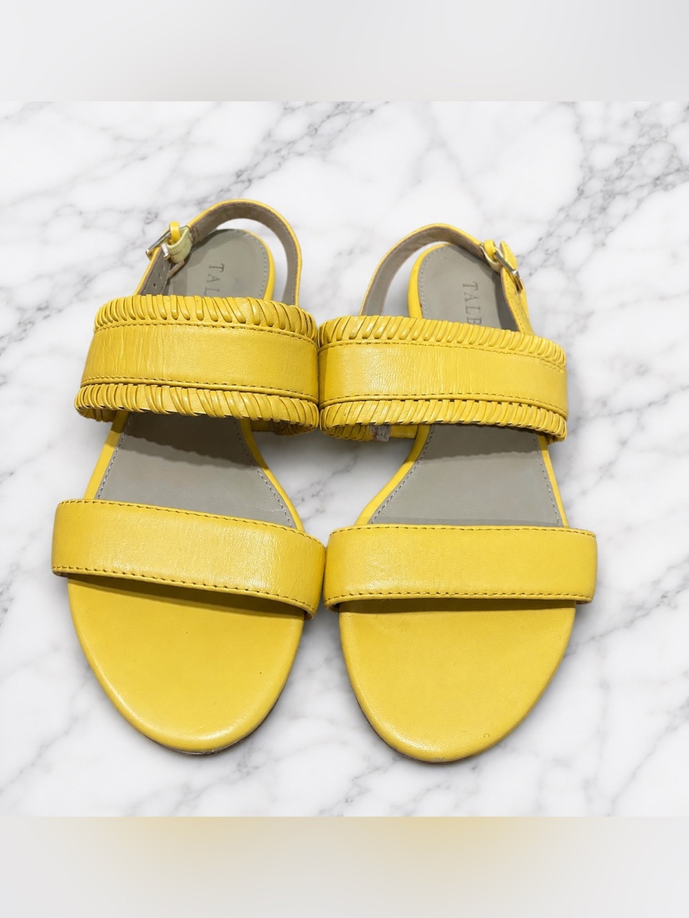 Talbots Yellow Keri Whipstitch Nappa Sandals Women’s size 6M Leather Summer